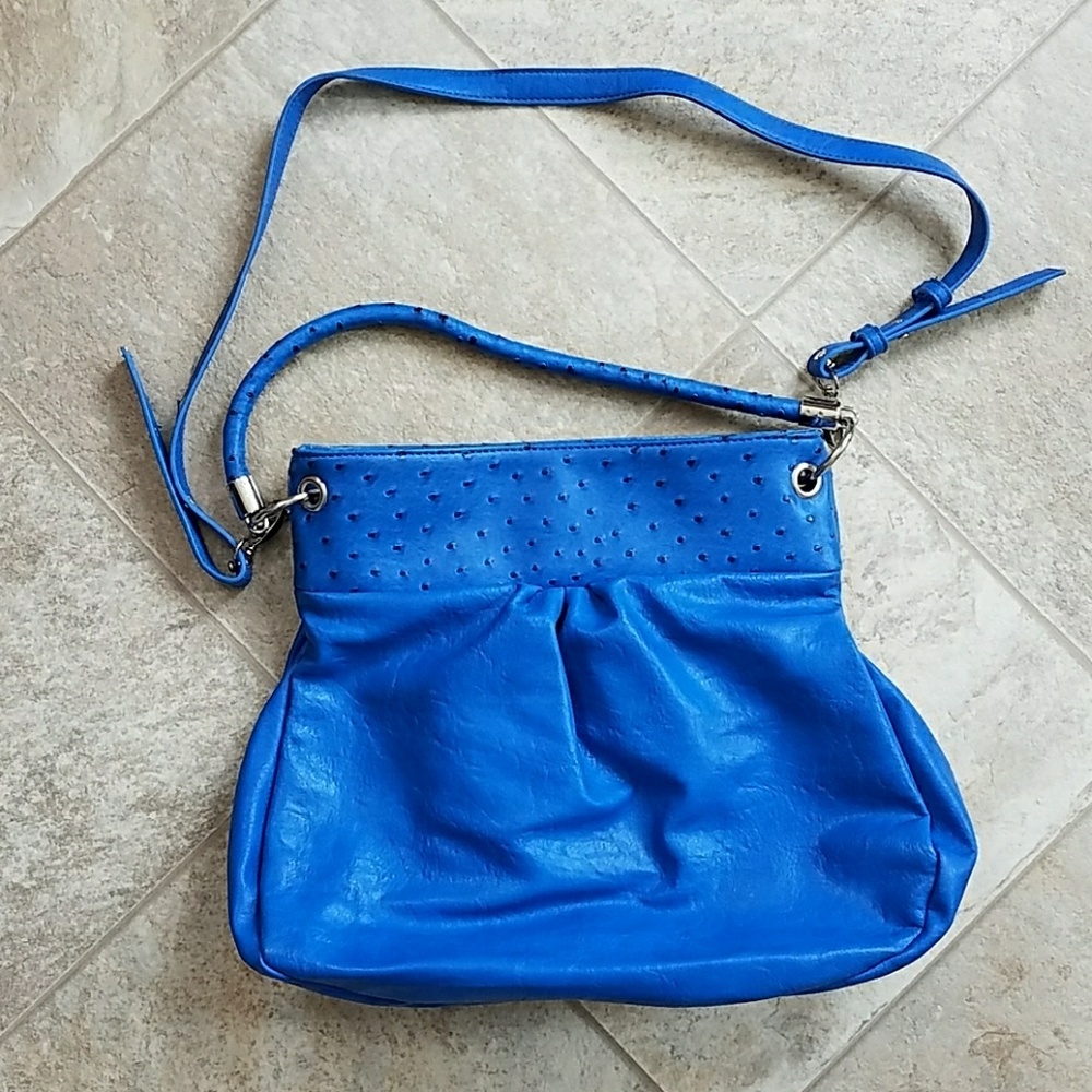 Blue ostrich hobo bag